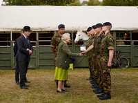 The Queen visiting The Household Cavalry at the stables