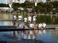 (Back row left to right, Olympic rowers Cameron Nichol, Greg Searle, Phelan Hill (Cox), James Ford, Mo Sibhi. (Front row left to right) Ric Egington, Tom Ransley, Alex Partridge and Noddy Reilly-O 'Donnell